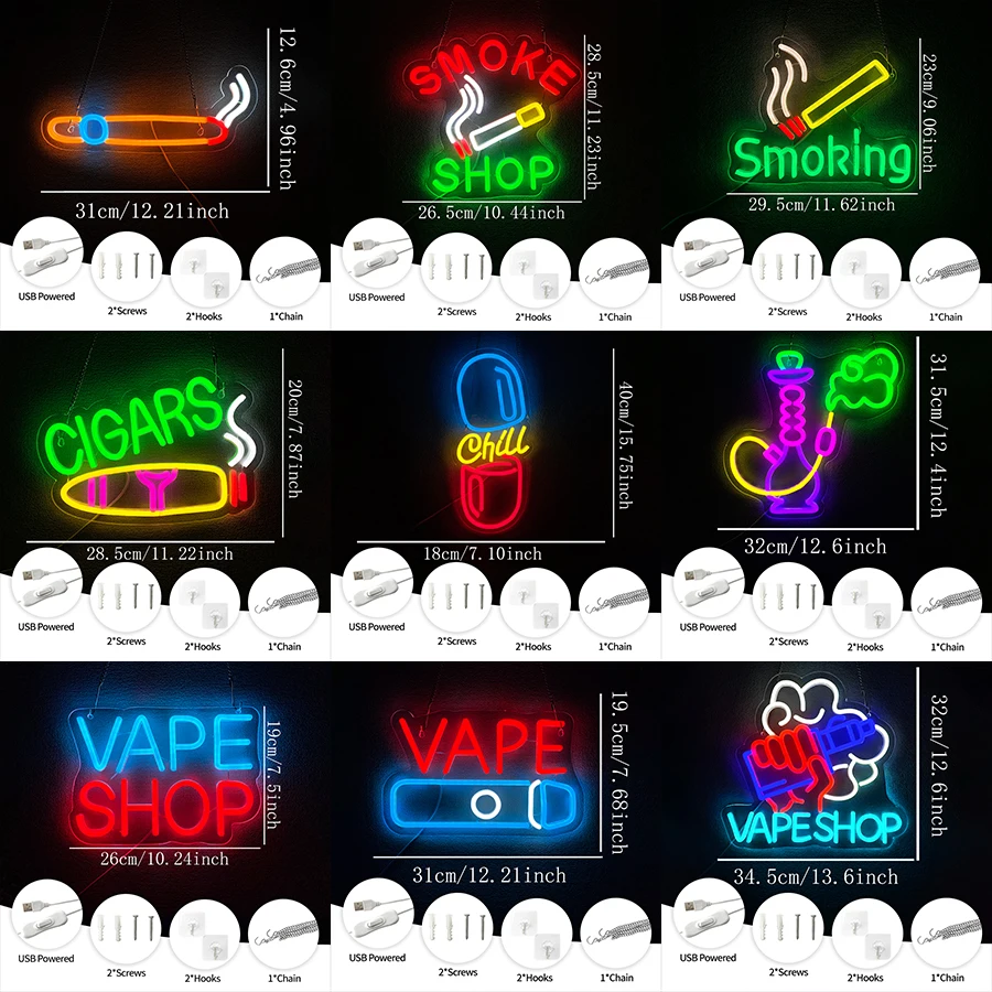 바, 담배 가게 또는 맨 케이브 장식용 후카 네온 사인 - Vaping Shop 리뷰 및 가격